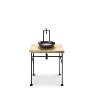 BRASS AND WOOD BASIN CONSOLE WITH MIXER art. F202